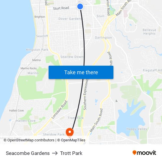 Seacombe Gardens to Trott Park map