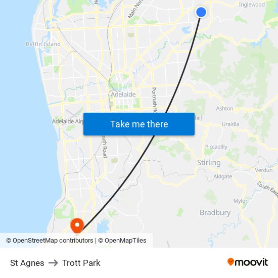 St Agnes to Trott Park map