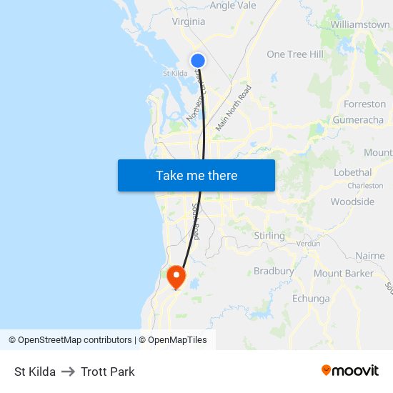 St Kilda to Trott Park map