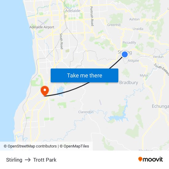 Stirling to Trott Park map