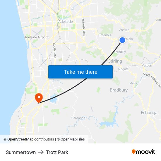 Summertown to Trott Park map