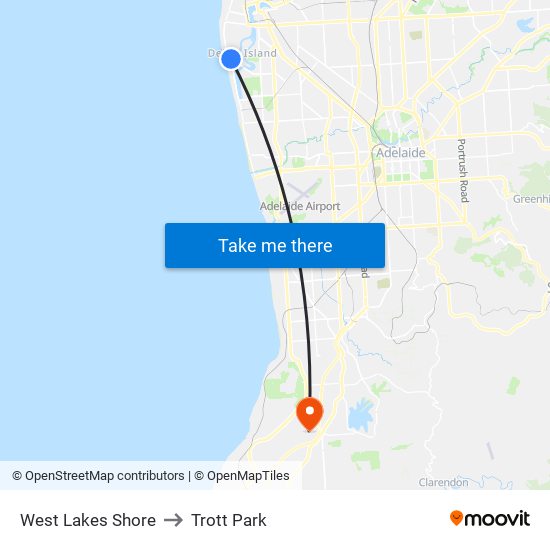 West Lakes Shore to Trott Park map