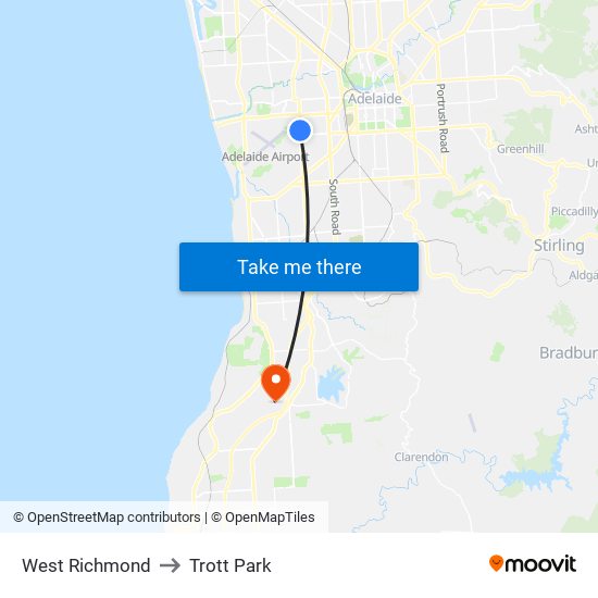 West Richmond to Trott Park map