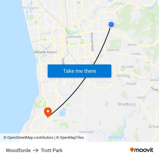 Woodforde to Trott Park map