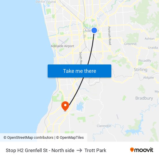 Stop H2 Grenfell St - North side to Trott Park map