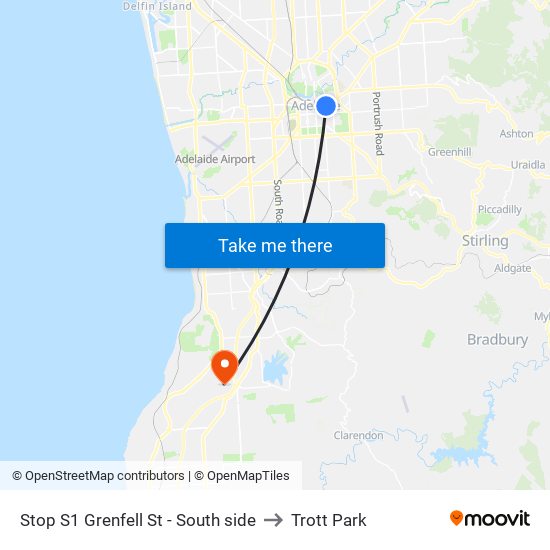 Stop S1 Grenfell St - South side to Trott Park map