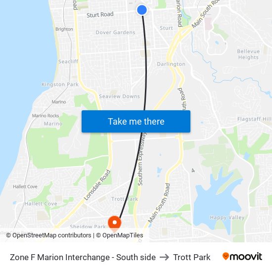 Zone F Marion Interchange - South side to Trott Park map