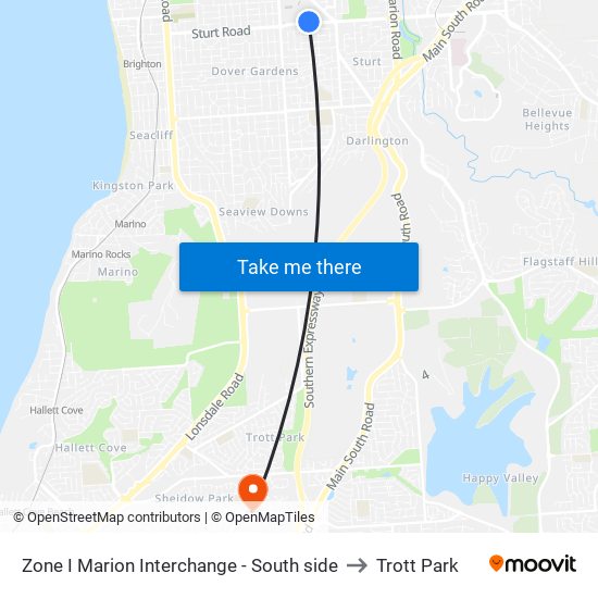 Zone I Marion Interchange - South side to Trott Park map