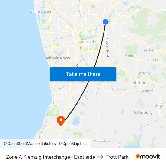 Zone A Klemzig Interchange - East side to Trott Park map