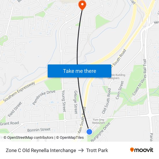 Zone C Old Reynella Interchange to Trott Park map