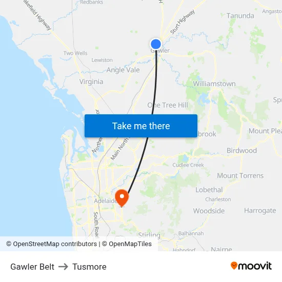 Gawler Belt to Tusmore map