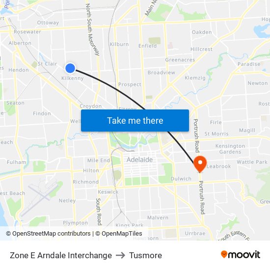 Zone E Arndale Interchange to Tusmore map