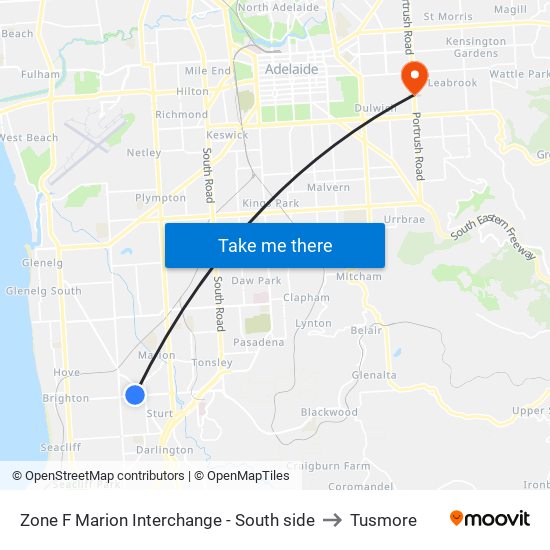 Zone F Marion Interchange - South side to Tusmore map