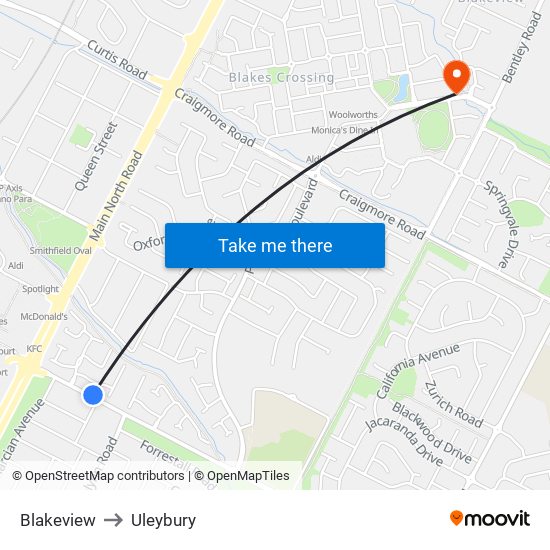 Blakeview to Uleybury map