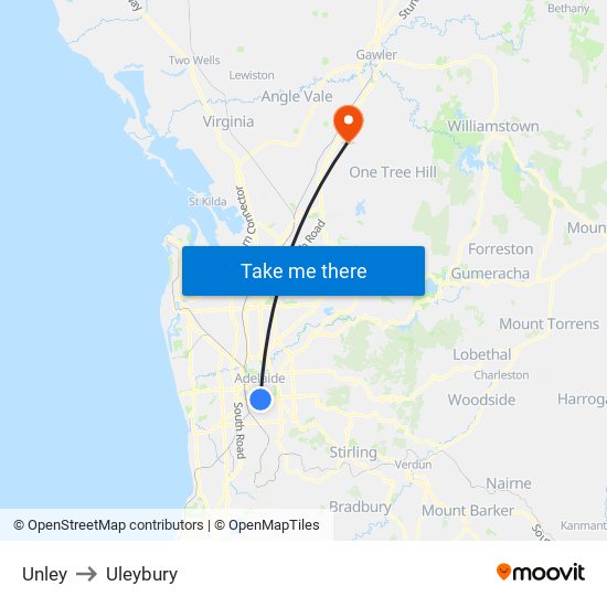 Unley to Uleybury map