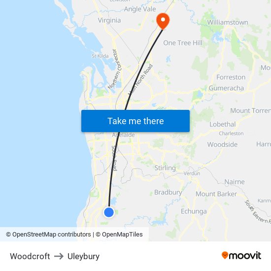 Woodcroft to Uleybury map