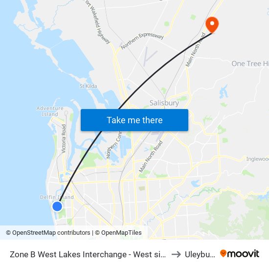 Zone B West Lakes Interchange - West side to Uleybury map