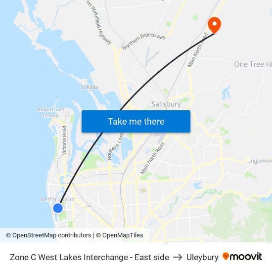 Zone C West Lakes Interchange - East side to Uleybury map