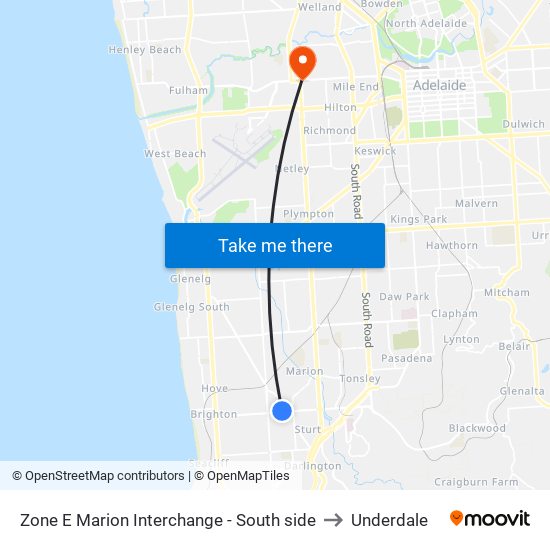 Zone E Marion Interchange - South side to Underdale map