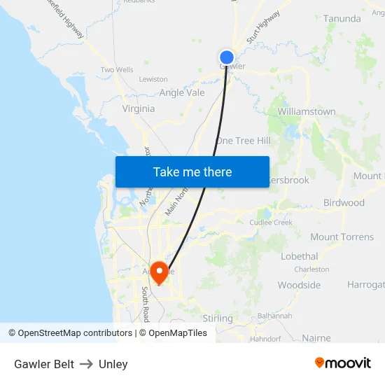 Gawler Belt to Unley map