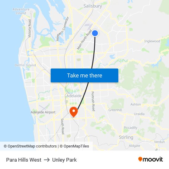 Para Hills West to Unley Park map