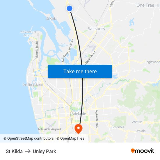 St Kilda to Unley Park map