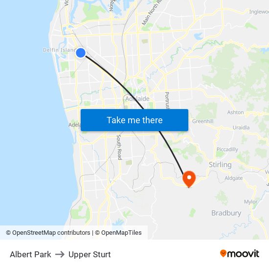 Albert Park to Upper Sturt map