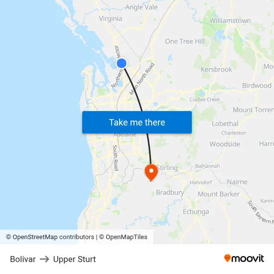 Bolivar to Upper Sturt map