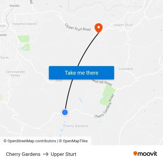 Cherry Gardens to Upper Sturt map