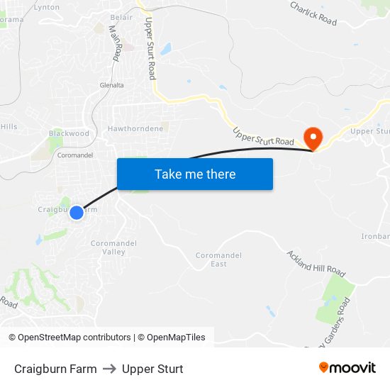 Craigburn Farm to Upper Sturt map