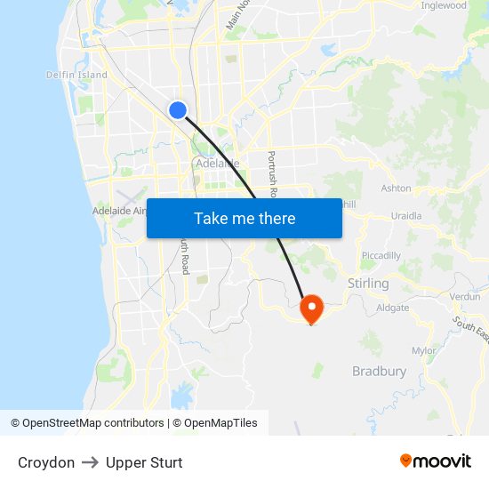 Croydon to Upper Sturt map