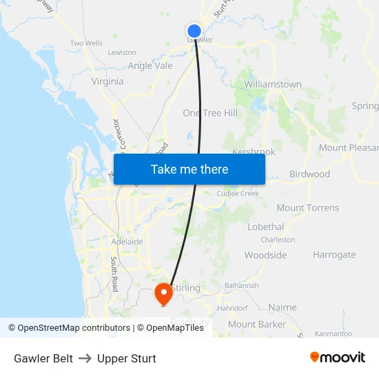 Gawler Belt to Upper Sturt map
