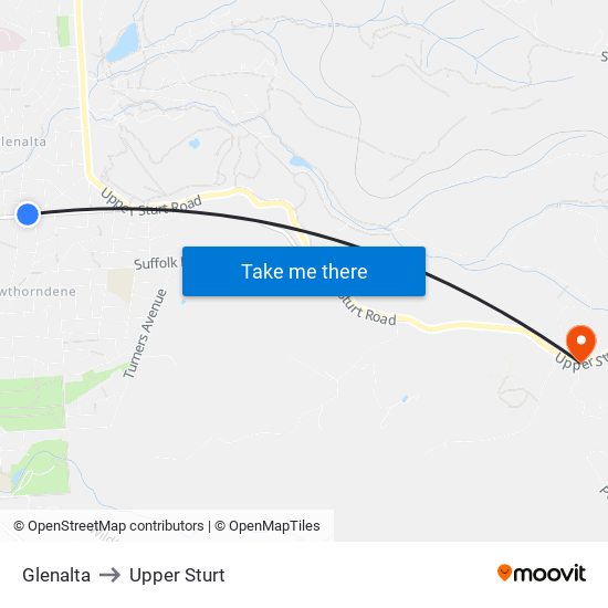 Glenalta to Upper Sturt map