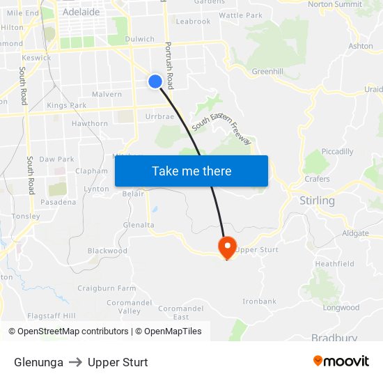 Glenunga to Upper Sturt map