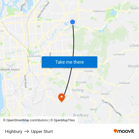 Highbury to Upper Sturt map