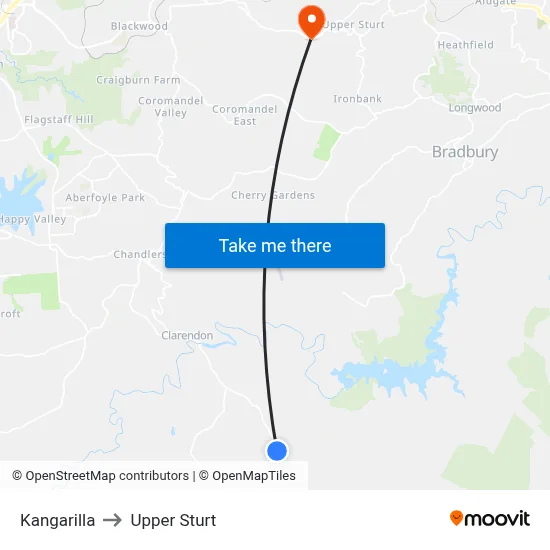 Kangarilla to Upper Sturt map