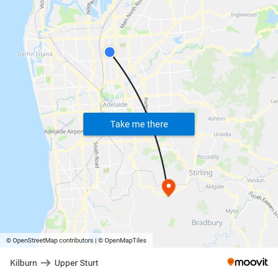 Kilburn to Upper Sturt map