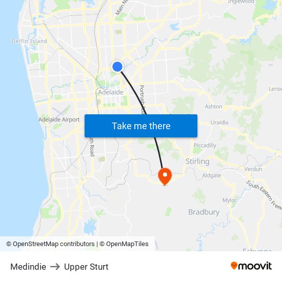 Medindie to Upper Sturt map