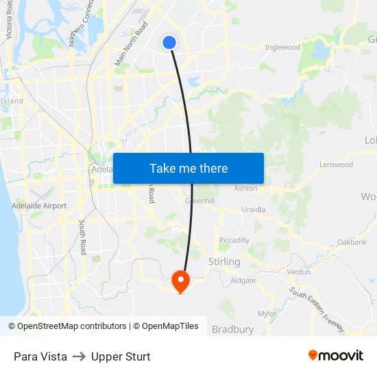 Para Vista to Upper Sturt map