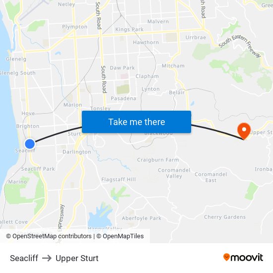 Seacliff to Upper Sturt map