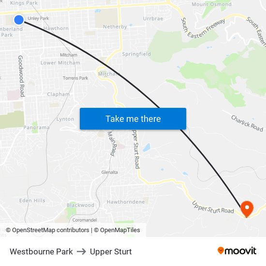 Westbourne Park to Upper Sturt map