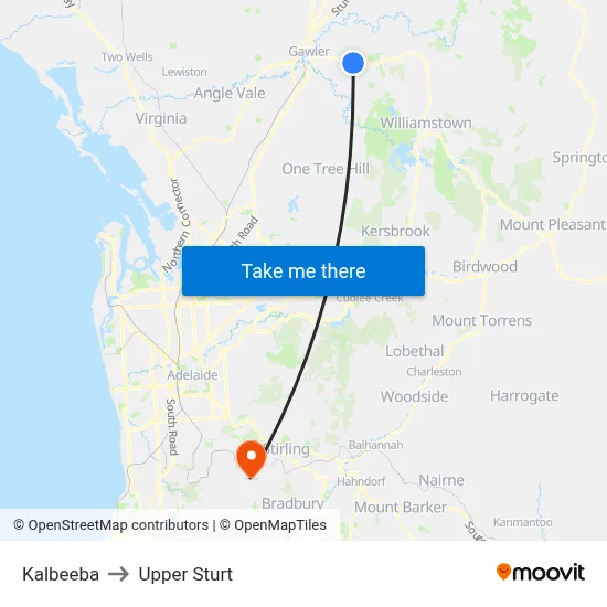Kalbeeba to Upper Sturt map