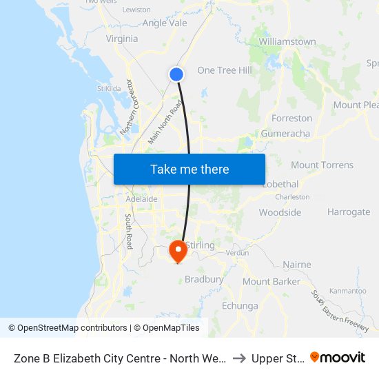 Zone B Elizabeth City Centre - North West side to Upper Sturt map