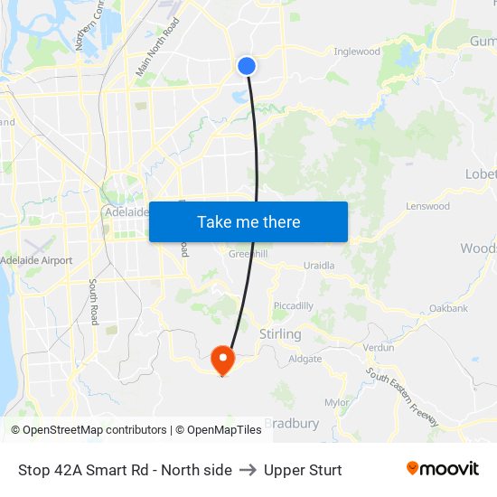 Stop 42A Smart Rd - North side to Upper Sturt map