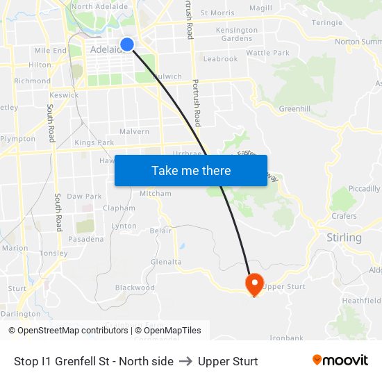 Stop I1 Grenfell St - North side to Upper Sturt map