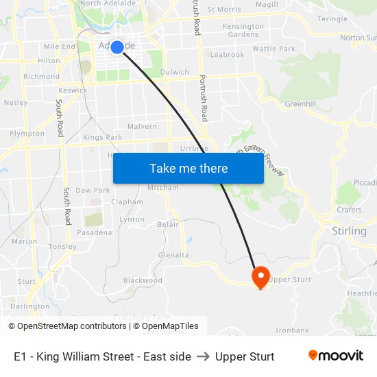 E1 - King William Street - East side to Upper Sturt map