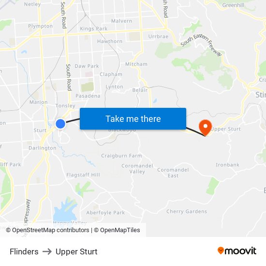 Flinders to Upper Sturt map