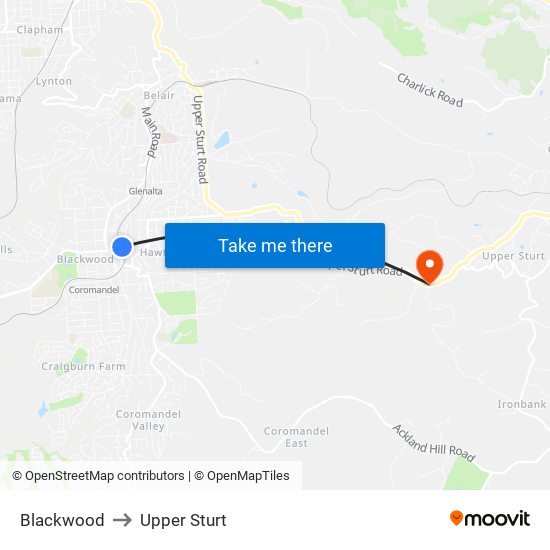 Blackwood to Upper Sturt map