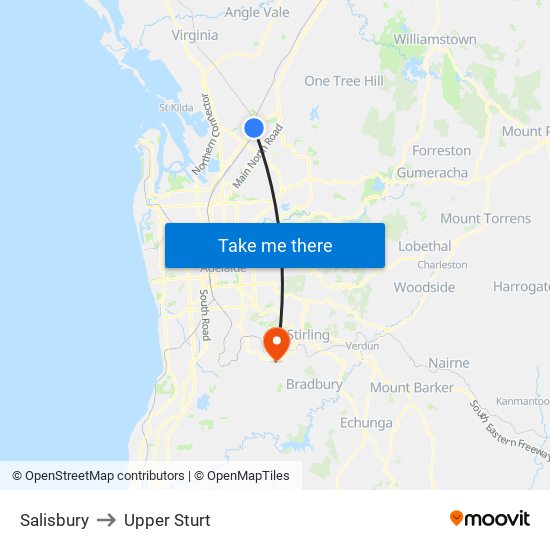 Salisbury to Upper Sturt map