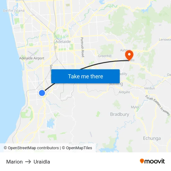 Marion to Uraidla map